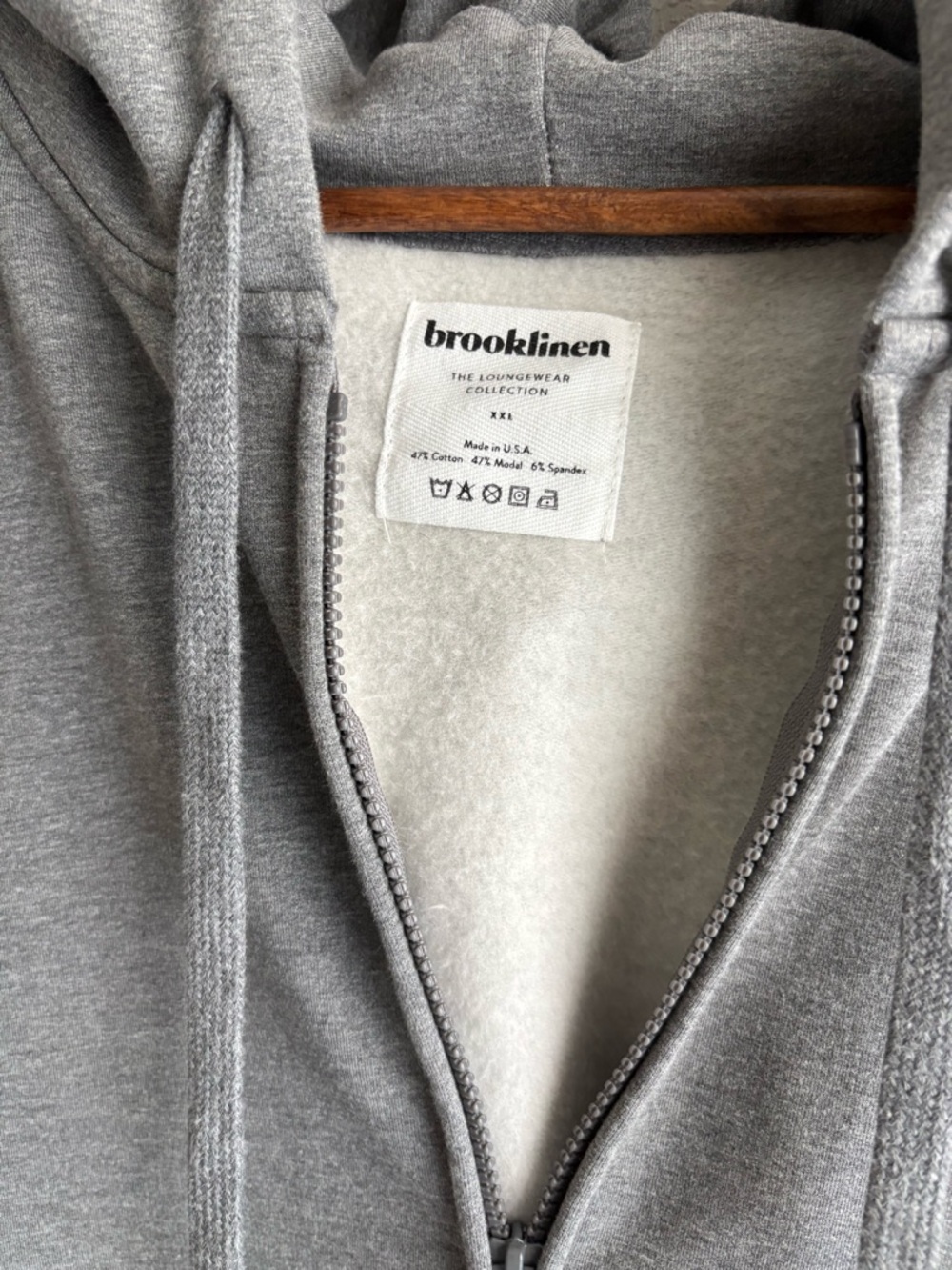 Brooklinen Lounge Zip Hoodie Gray XXL Super Soft Modal Blend Full Zip Fleece - Picture 2 of 6